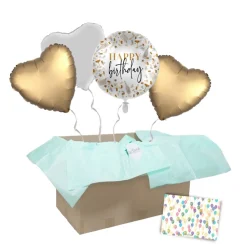 Heliumballon-Geschenk "Happy Birthday" Gold Stylisch