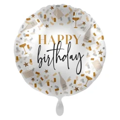 Heliumballon-Geschenk "Happy Birthday" Gold Stylisch
