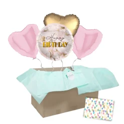 Heliumballon-Geschenk "Happy Birthday" Marmor Roségold