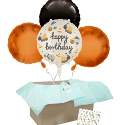 Heliumballon-Geschenk "Happy Birthday" Baufahrzeuge