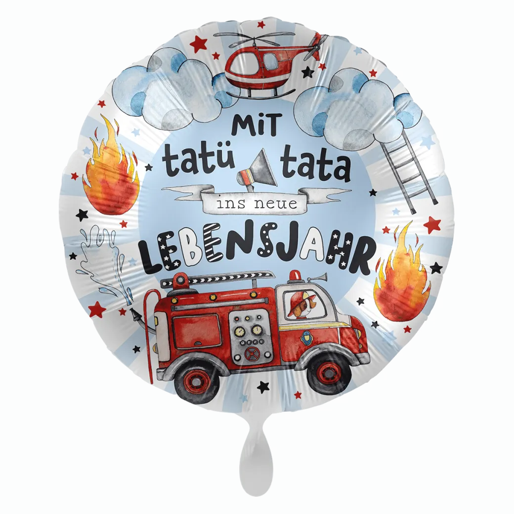 Heliumballon-Geschenk "Happy Birthday" Feuerwehrauto