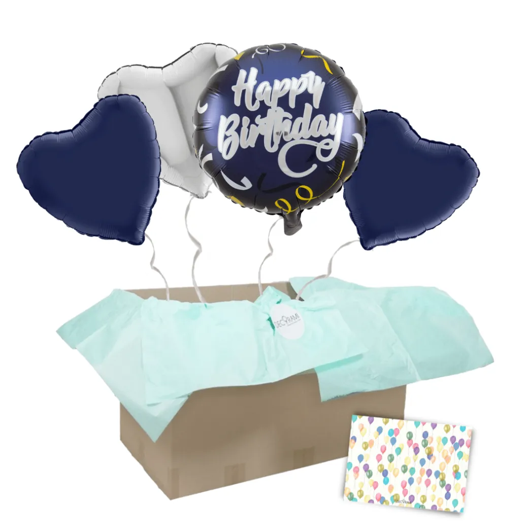 Heliumballon-Geschenk "Happy Birthday" Blue