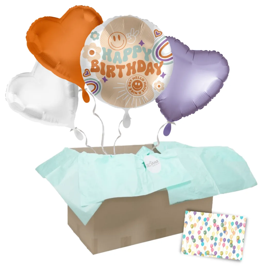 Heliumballon-Geschenk "Happy Birthday" Hippie