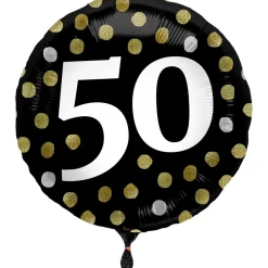 Heliumballon-Geschenk "50 Happy Birthday" Sparkles Set