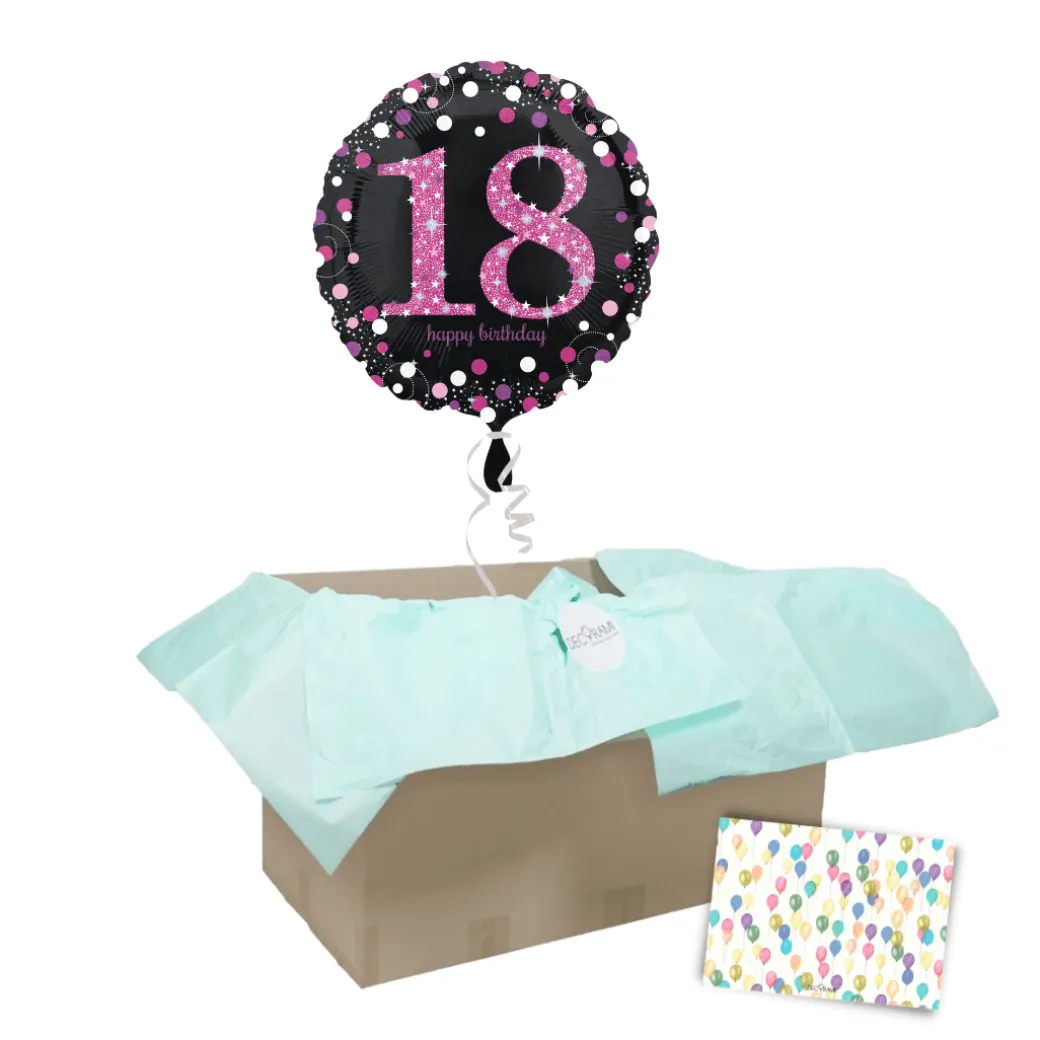 Heliumballon-Geschenk "18" Happy Birthday Pink