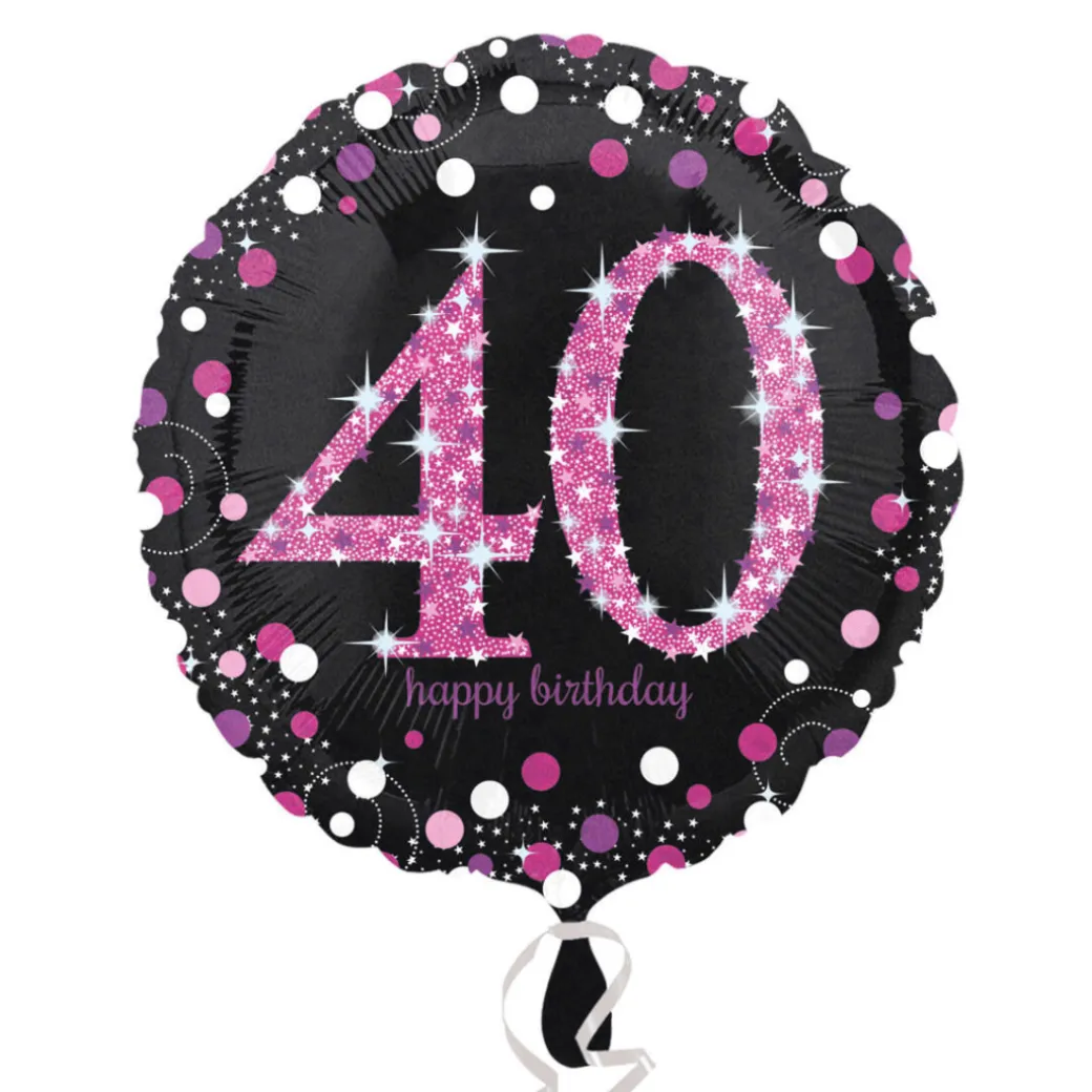 Heliumballon-Geschenk "40 Happy Birthday" Sparkling Pink
