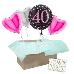 Heliumballon-Geschenk "40 Happy Birthday" Sparkling Pink