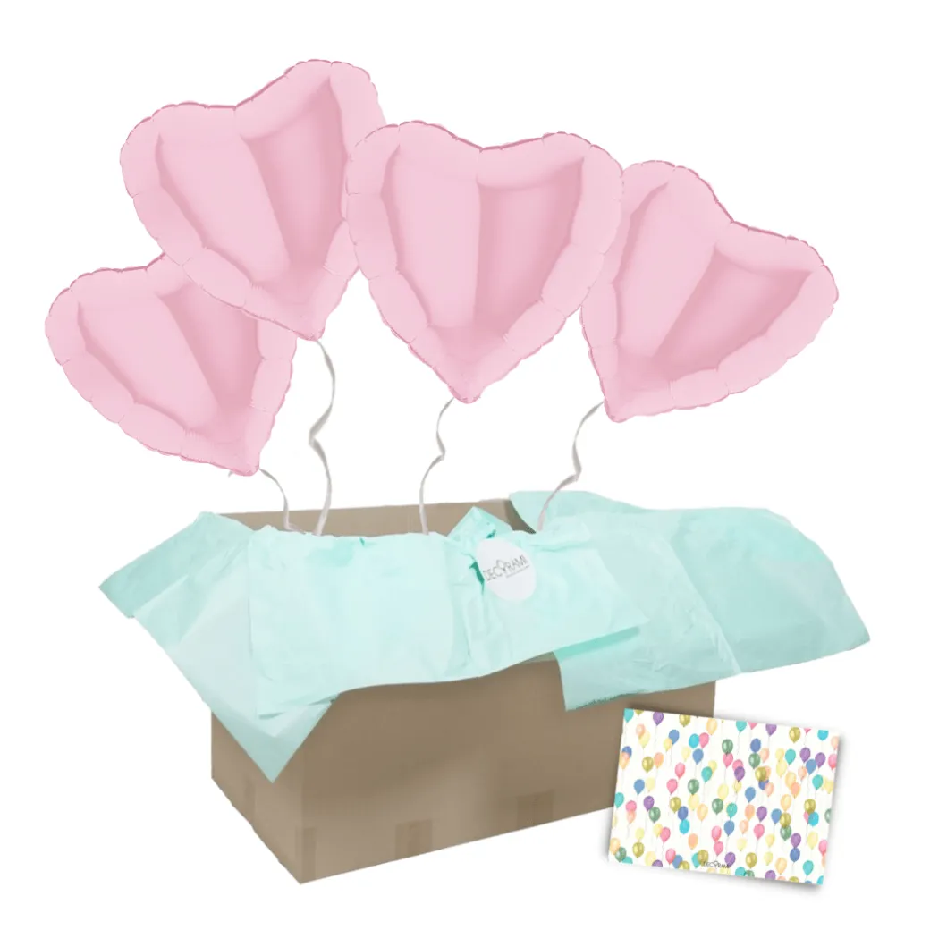 Heliumballon-Geschenk 4 Herzen Wunschfarbe