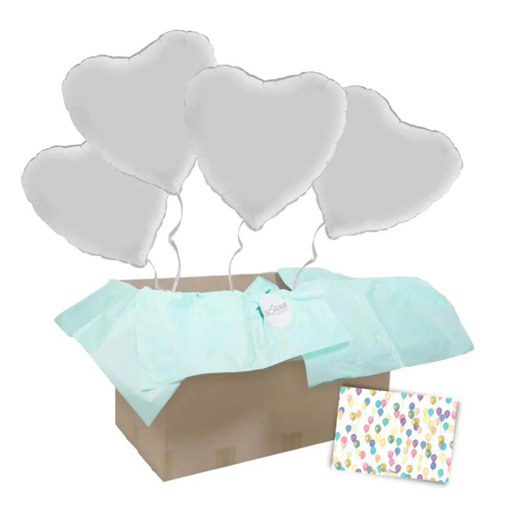 Heliumballon-Geschenk 4 Herzen Wunschfarbe