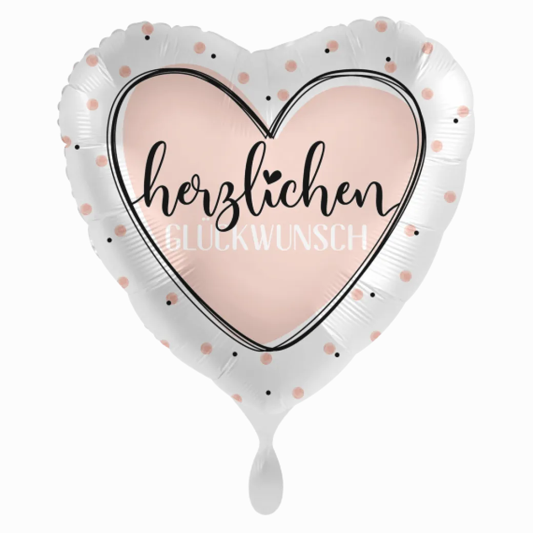 Heliumballon-Geschenk "Herzlichen Glückwunsch" Roségold
