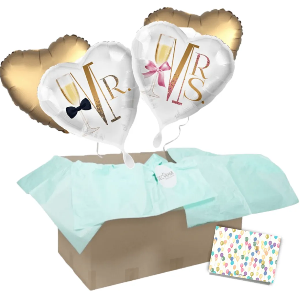 Heliumballon-Geschenk Hochzeit Champagner Herz