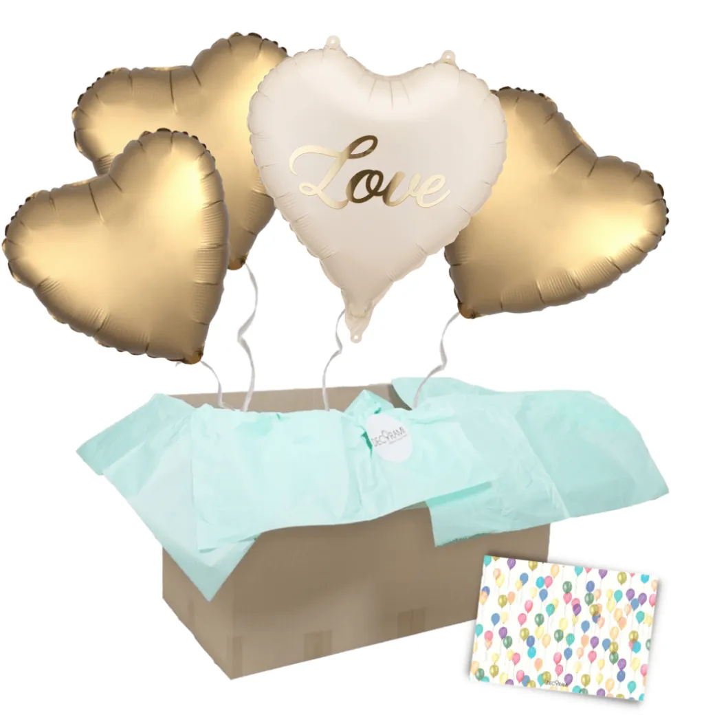 Heliumballon-Geschenk "Love" Gold