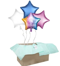 Heliumballon-Geschenk Sternchen "Happy Birthday" Bunt