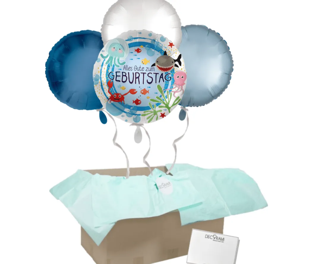 Heliumballon-Geschenk Unterwasserwelt "Alles Gute zum Geburtstag"