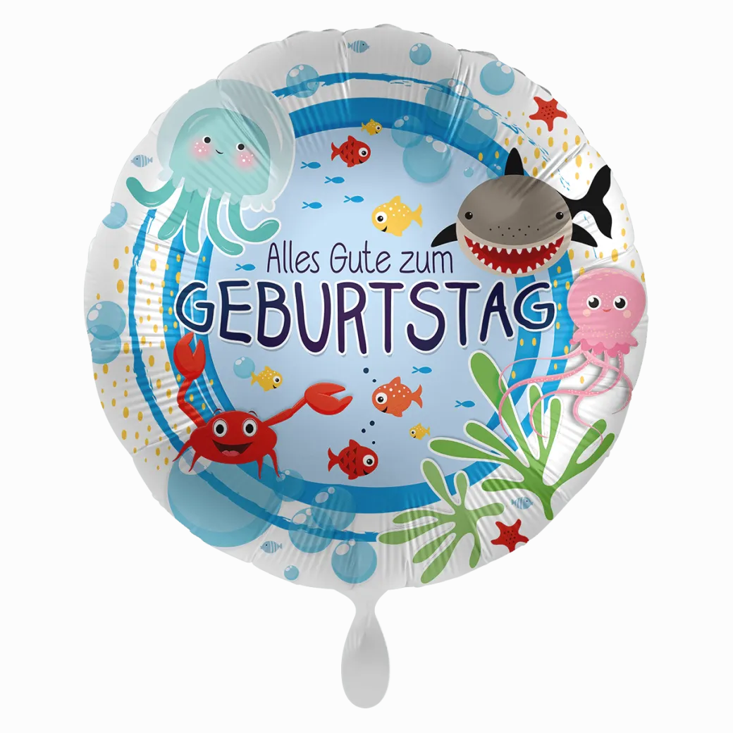 Heliumballon-Geschenk Unterwasserwelt "Alles Gute zum Geburtstag"