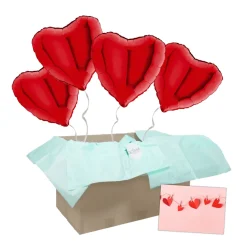 Heliumballon-Geschenk Valentinstag Rote Herzen inkl. Liebeskarte