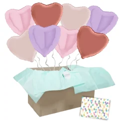 Heliumballon-Geschenk XXL 8 Satin Herzen Romance Deluxe