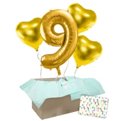 Heliumballon-Geschenk 1 XXL Zahl + 3 Herzen Geburtstagsballon Set Premium