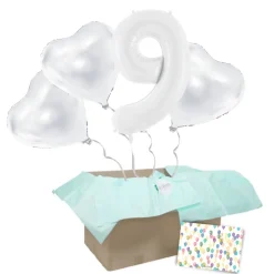 Heliumballon-Geschenk 1 XXL Zahl + 3 Herzen Geburtstagsballon Set Premium