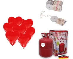 Helium-Set 40 Herzballons inkl. Bio-Schnellverschlüsse