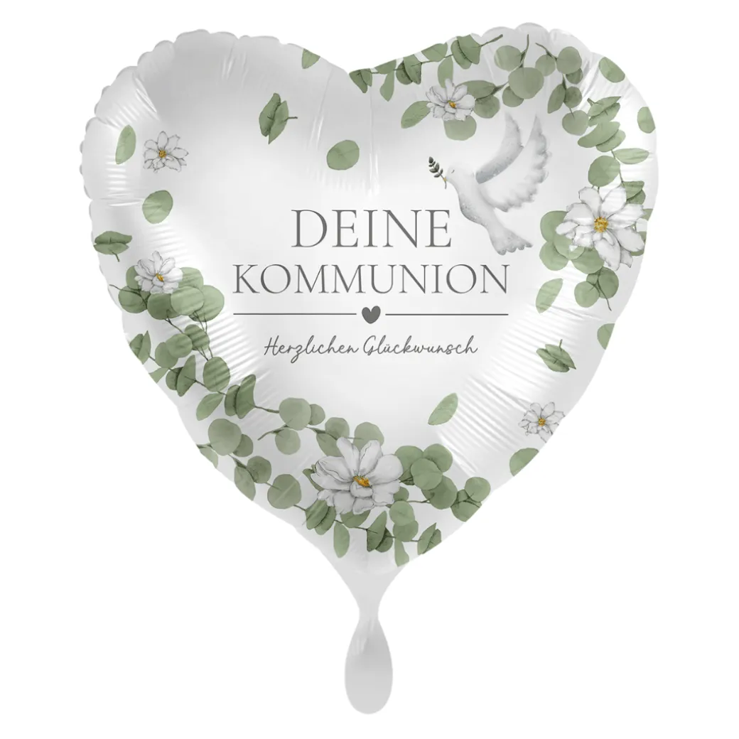 Herzballon "Deine Kommunion - Herzlichen Glückwunsch"