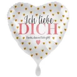 Herzballon "Ich liebe Dich" Rosa-Gold