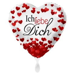 Herzballon "Ich liebe Dich" Rot-Weiß