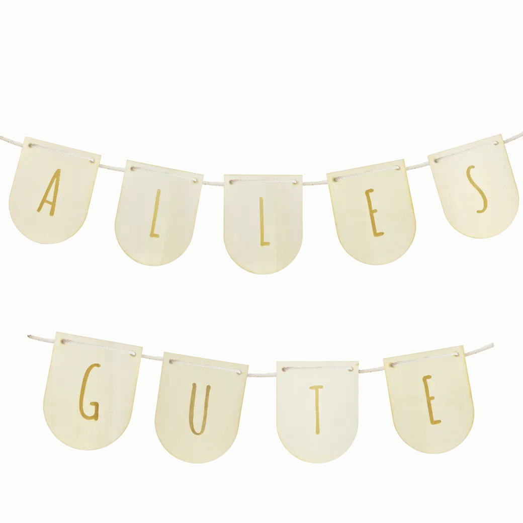 Holz-Wimpelgirlande "Alles Gute"