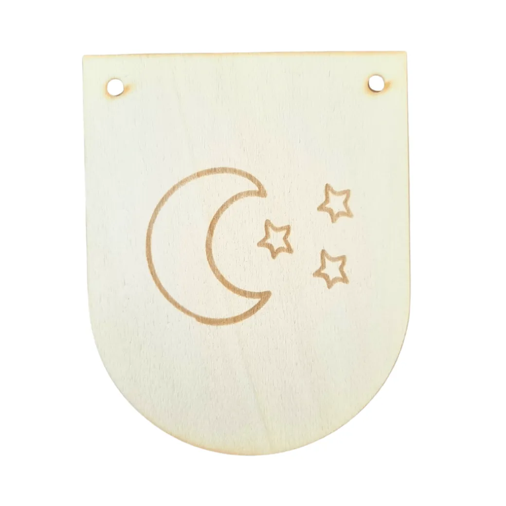 Holzwimpel Mond und Sterne