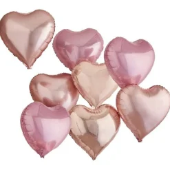 Individualisierbare Herzballons Rosa & Roségold 8 Stk.