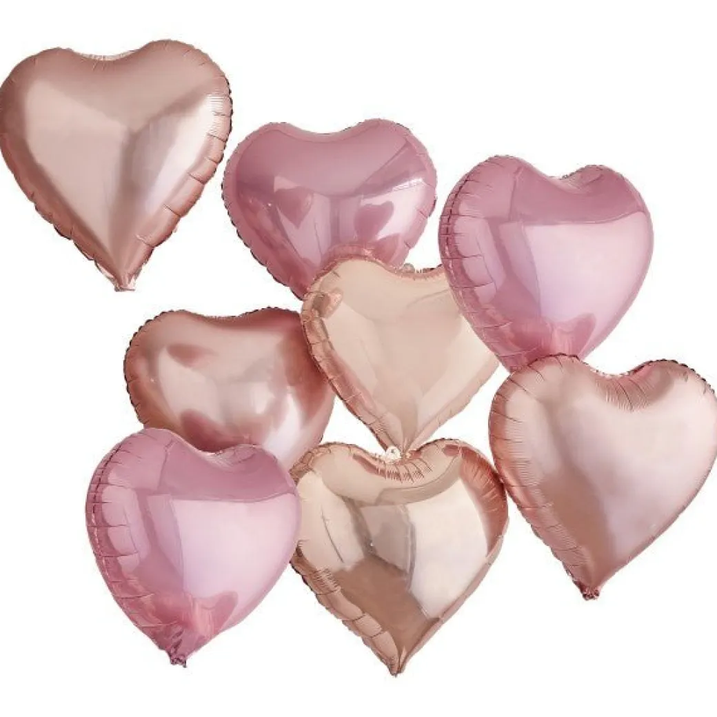 Individualisierbare Herzballons Rosa & Roségold 8 Stk.