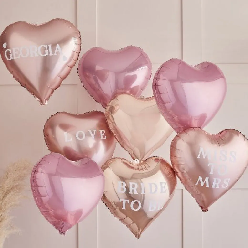Individualisierbare Herzballons Rosa & Roségold 8 Stk.