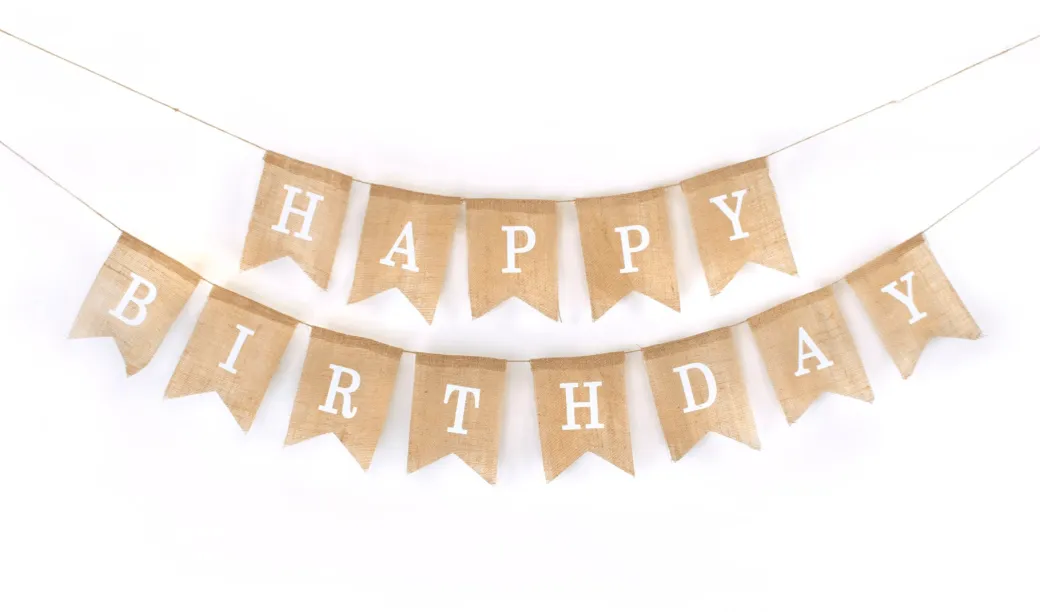 Jute-Girlande "Happy Birthday"