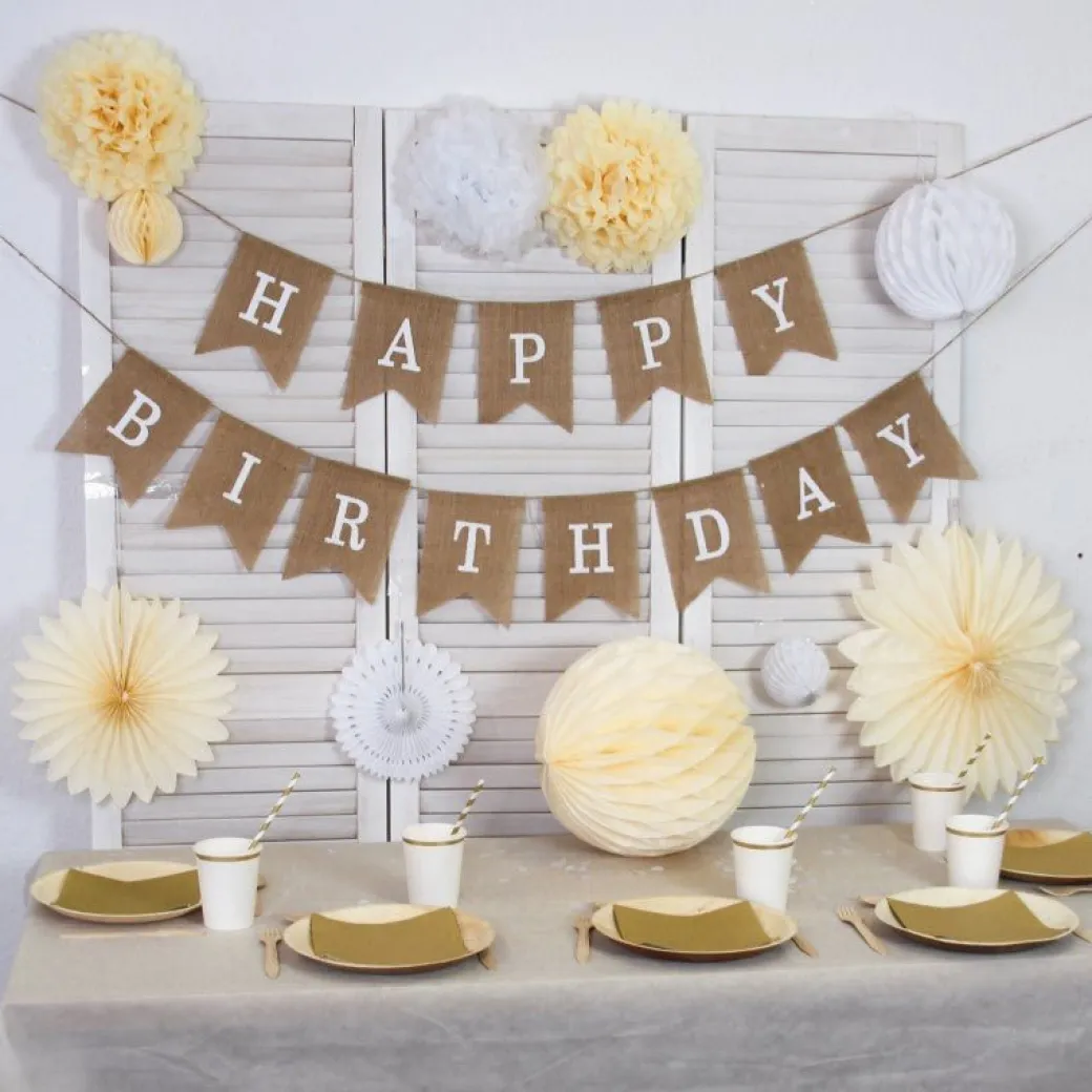 Jute-Girlande "Happy Birthday"