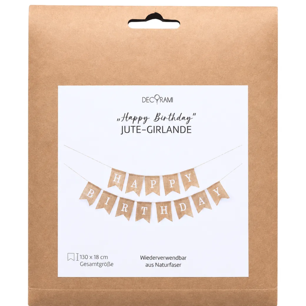 Jute-Girlande "Happy Birthday"