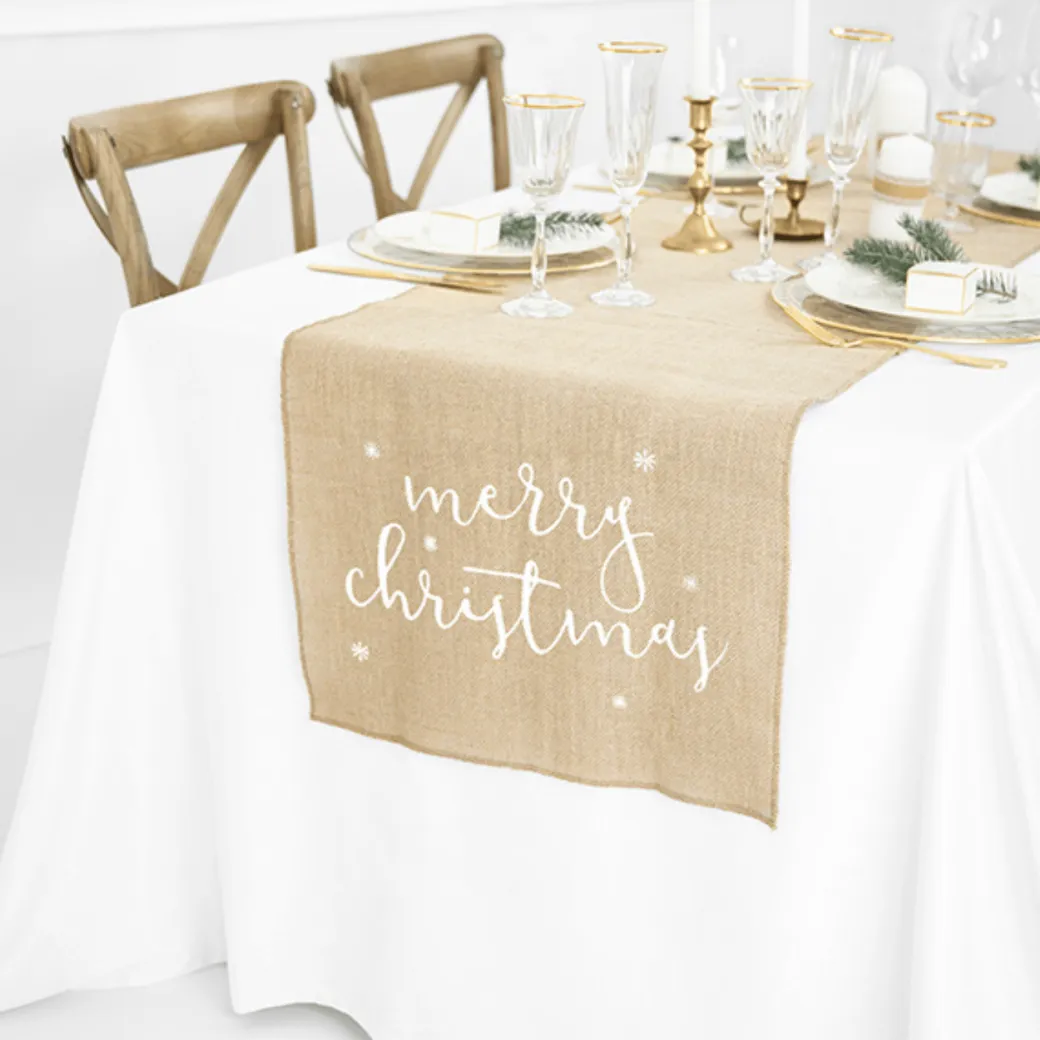 Jute Tischläufer "Merry Christmas"