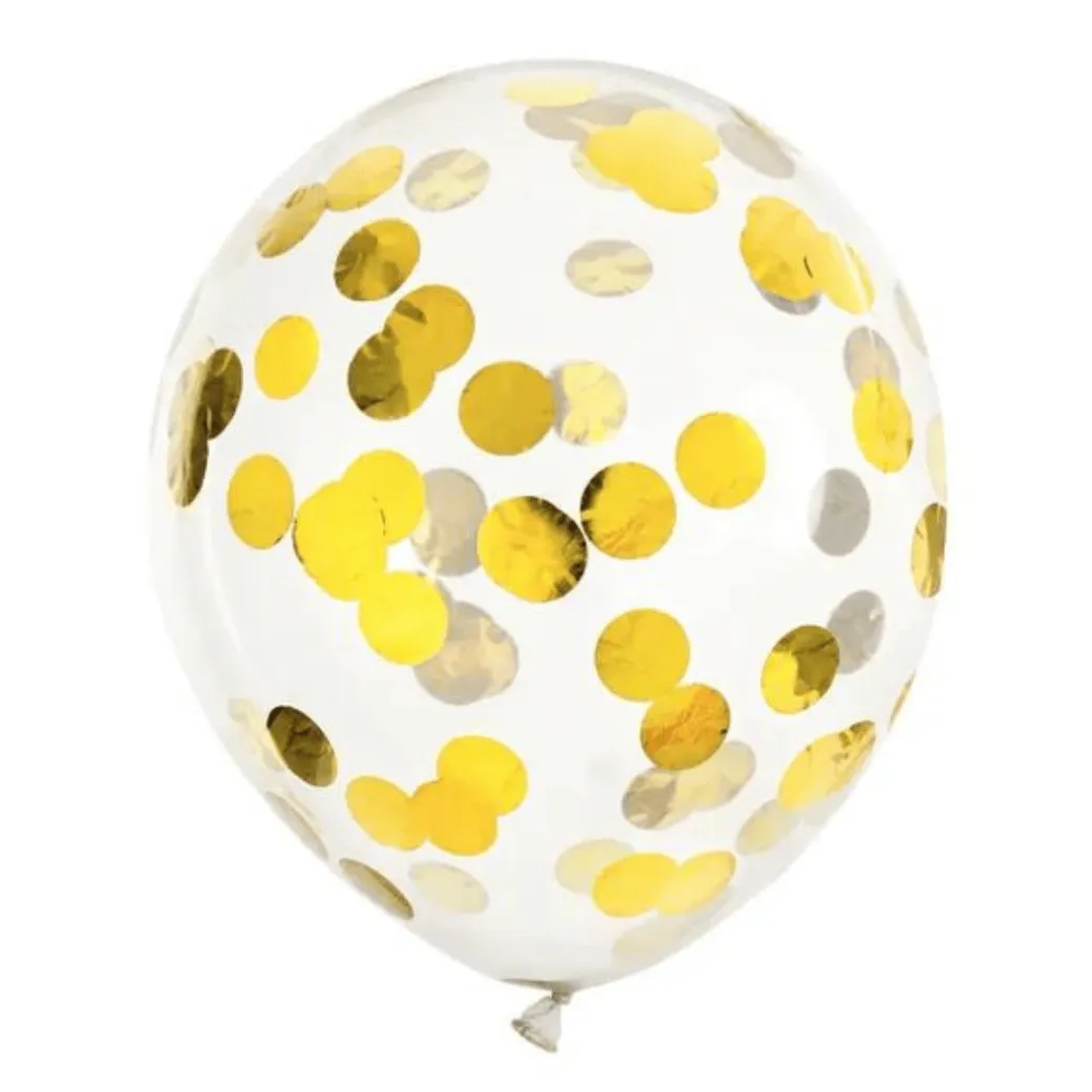 Konfetti-Ballon Ø 30 cm Gold 6 Stk.