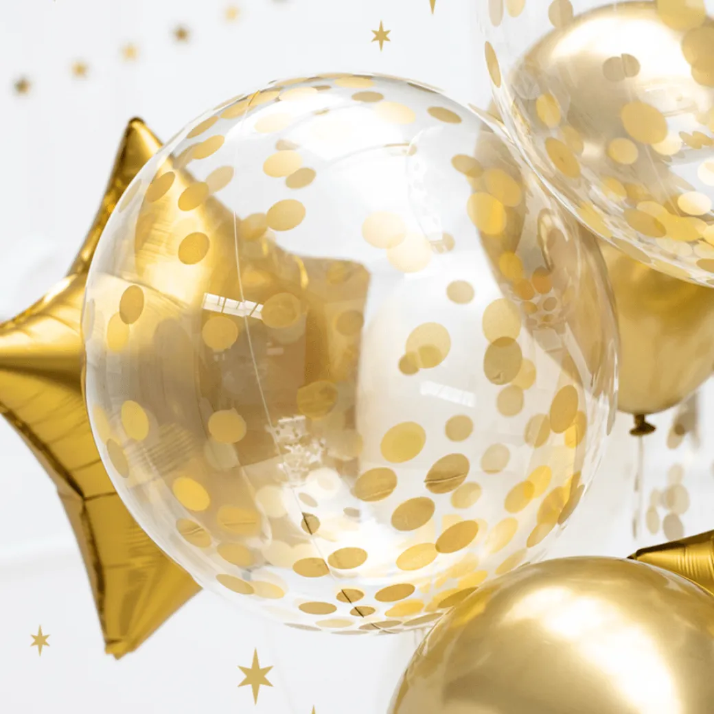 Konfetti-Ballon Ø 30 cm Gold 6 Stk.