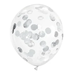 Konfetti-Ballon Ø 30 cm Silber 6 Stk.