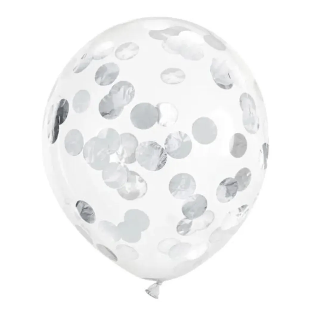 Konfetti-Ballon Ø 30 cm Silber 6 Stk.