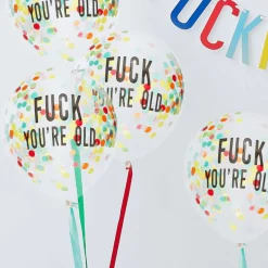 Konfetti-Ballons Ø 30cm "Fuck You're Old" 5 Stk.