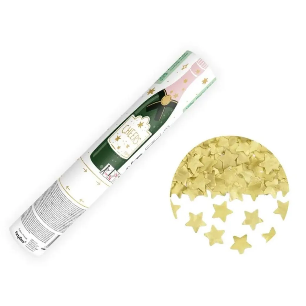 Konfettikanone Champagner mit Sternen 1 Stk.