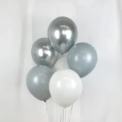 Luftballon-Set Chrom-Mix Silber 10 Stk.