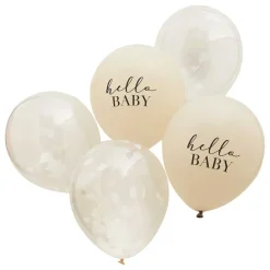 Luftballon-Set Konfetti Clouds "Hello Baby" 5 Stk.