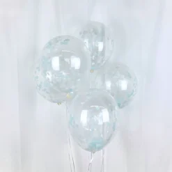 Luftballon-Set Konfetti Hellblau & Weiß 5 Stk.