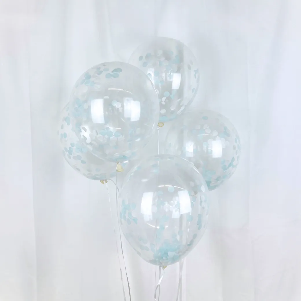Luftballon-Set Konfetti Hellblau & Weiß 5 Stk.