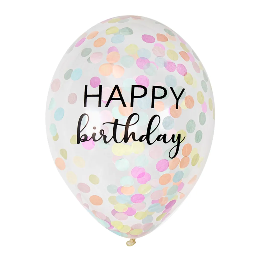Luftballon-Set Konfetti Pastell "Happy Birthday" 5 Stk.