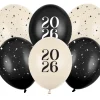 Luftballons Schwarz "Happy 2026!" 6 Stk.