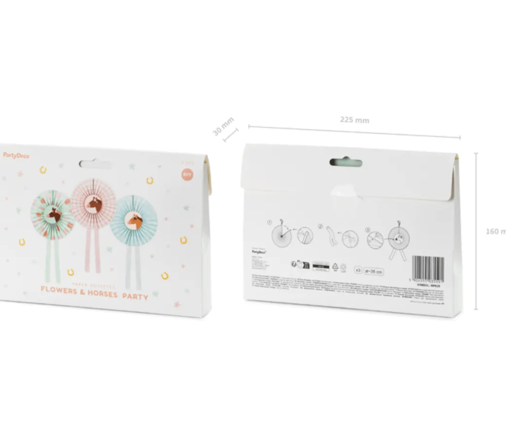 Papier-Fächer-Set Pferde 3 Stk.