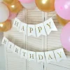 Papiergirlande "Happy Birthday" Weiß